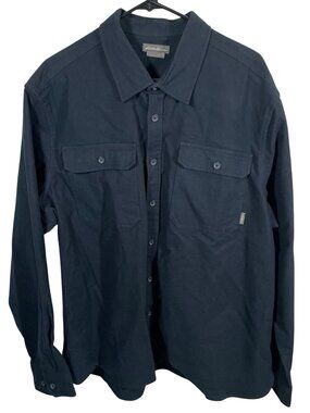 Eddie Chamois Flannel Shirt Mens XL Blue Long Sleeve Button Heavy Pocket